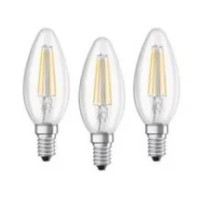 Set of 3 LED Bulbs Osram Base Filament B40, E14, 4W, 470 lm, A+, 4000K