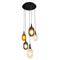 Chandelier 5*G9, IP20 rating, amber, frosted, and smoky, model VP40925-5MX BK, LuminaLED.