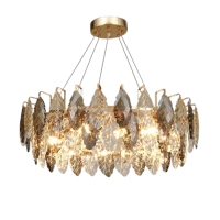  Chandelier 10xE14, diameter 800 mm, shiny gold + smoky, DL D8011P, Luminaled.