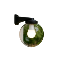 Outdoor light set G250 E27 smoky globe + NARDO black support, Fumagalli
