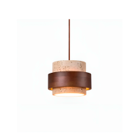 Lustra VG D170 H125 1xGU10 lemn+piatra travertin VP41939-1 Luminaled