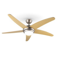 Lustră cu ventilator V-TAC, 60W, 2xE27, 190 rot/min, D132×41 cm, 5 pale, cu telecomandă