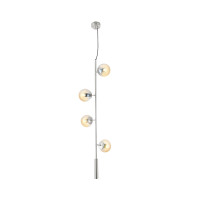 Lustra JH-9088-4, 45x1.3m, E27/4, metal+sticlă, crom+chihlimbar