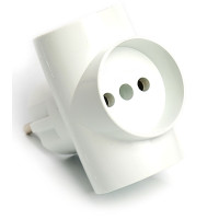 Adaptor R-47 cu 4 cuiburi, 10A, alb, TIMEX