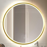 Oglinda baie Led D60cm auriu