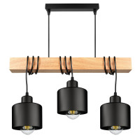 Chandelier 3xE27 black+wood S6949-3 LuminaLED