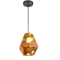 Lustră JH-529, D30xH37 cm, 1xE27, sticlă, auriu, LuminaLED