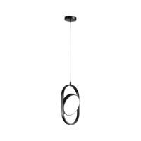 LED Pendant Light JH-824, Ø36×26 cm, 7W, aluminum, black, LuminaLED