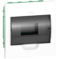 Flush-mounted plastic enclosure 8M, smoked door, Resi9, Schneider Electric