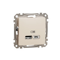 The dual USB A+C 2.4A beige socket SDD112402 from the Sedna Noua series 