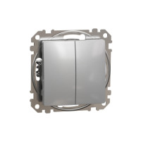 Double switch 10A aluminium SDD113105 series Sedna Noua