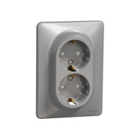 Priza dubla 2P+E+obtur alum SDD313221 Sedna Noua