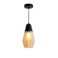 Pendant chandelier JH-779 D16xH32 cm, E27x1, glass, black + amber