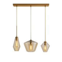 Lustra JH-201 3xE27, metal+sticlă, chihlimbar, LuminaLED