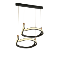 LED chandelier FS-220-500+400-D2, 66W, 3000K, D50x63x120 cm, black + grey, LuminaLED