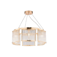 Chandelier JH-878 D80cm H25cm, E14x8, metal + glass, gold LuminaLED