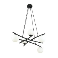 Lustră ESSA 8xE14, negru + opal, EMIBIG