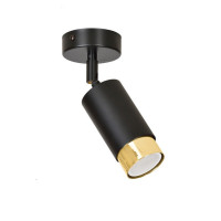 Spot aplicat GU10, 60×90, IP20, negru+auriu, LuminaLED