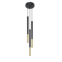 Chandelier 3xG9, D180xH1200 mm, IP20, black + gold, LuminaLED