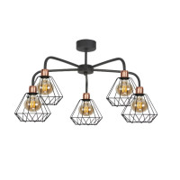 Chandelier 5xE27, black, model S6931-5, LuminaLED
