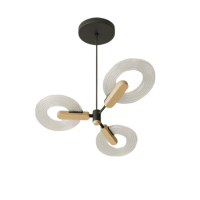 LED Chandelier FS-056-D3, Ø480×1.2 m, 30W, 3000K, sand black + brushed gold, LuminaLED