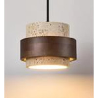 Lustra VG D170 H125 1xGU10 lemn+piatra travertin VP41939-1 Luminaled