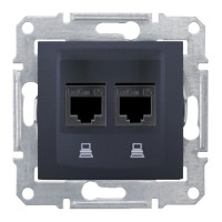 Priză dublă RJ45 Cat 5e UTP, grafit, Sedna, Schneider Electric