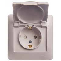 Priza unitara cu obturatoare si capac 16A IP44 2P+E alba (20buc) SCHNEIDER