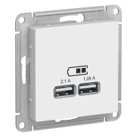 Priză dublă USB 5V 2.1A/1.05A albă ATLAS SCHNEIDER