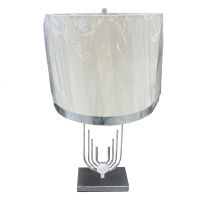 Lampa de masa JH-862 D38x74cm,E27x1, Metal+Cloth,Chr+Wh LuminaLed