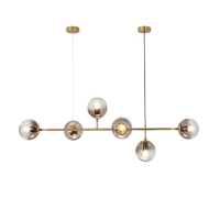 Lustra JH-617 L120xH45cm, E27/6, Metal+Glass,Gold+Smoke Grey LuminaLED