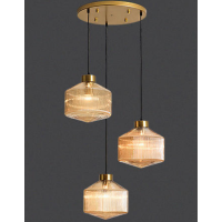 Lustra JH-665 D40*26*H18cm,E27*3,Glass,Amber LuminaLED