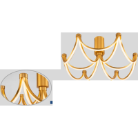 Lustra LED FS-047-X12,84W,3000K, Al+Silicone,Gold