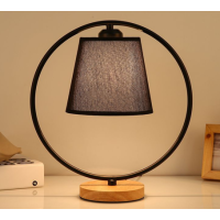 Lampa de masa JH-750 ,D30xH33cm,E27x1, Metal+Wood+Cloth, Black LuminaLed
