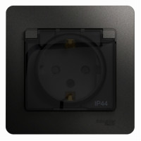 Priza unitara cu obtur si capac cu rama 16A IP44 2P+E antracit GSL000748 GLOSSA SCHNEIDER