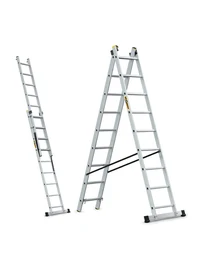 Складная алюминиевая лестница, 2х7 ступеней / макс. 150 кг / <4,25 м