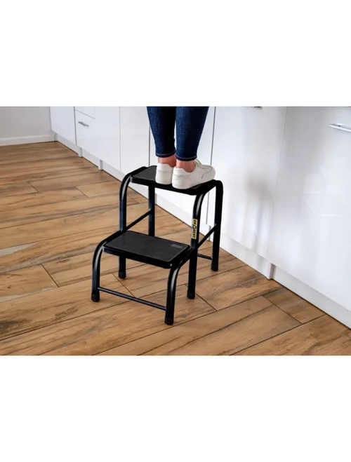 Табурет из стали с двумя платформами макс.150кг / 0,46м черный