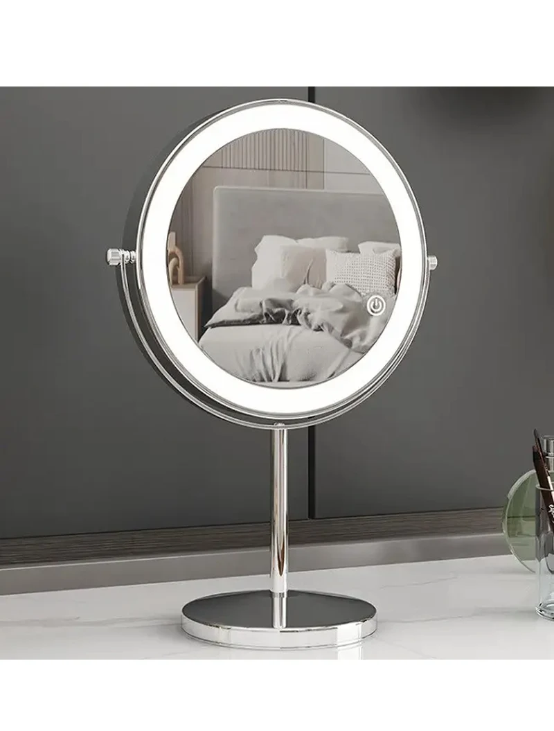 Oglindă cosmetică LED D20cm dublă, touch, USB 2