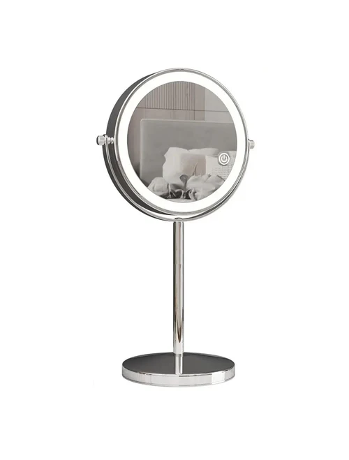 Oglindă cosmetică LED D20cm dublă, touch, USB