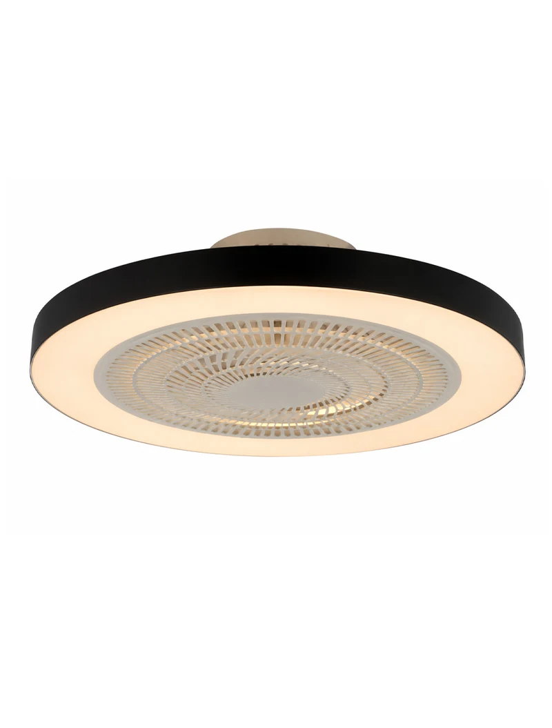 Светодиодный потолочный светильник с вентилятором BLANCA 45W Dim. 3000-6500K D480xH150 черный+ белый опал с ДУ Luminaled 2