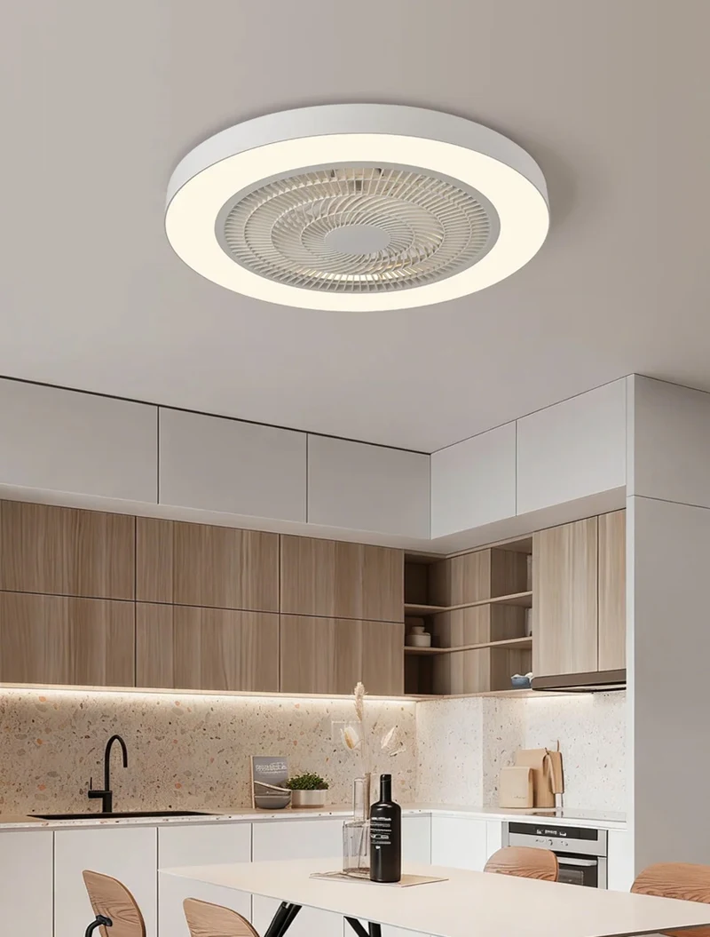 Светодиодный потолочный светильник с вентилятором BLANCA 45W Dim. 3000-6500K D480xH150 белый+ белый опал с ДУ Luminaled 2