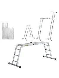 Лестница алюминиевая раскладная с платформой 4x3 ступеней / макс.150кг / 0,9-3,38м