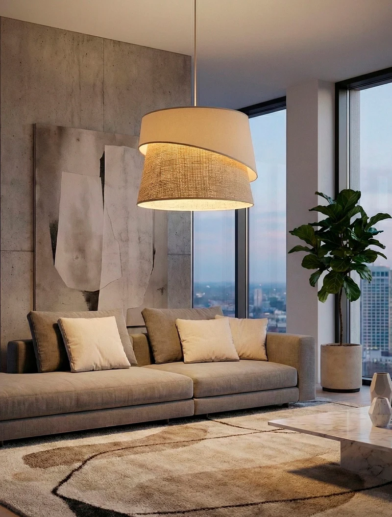 Suspensia CANVA 1XE27 mokka+ratan EMIBIG 3