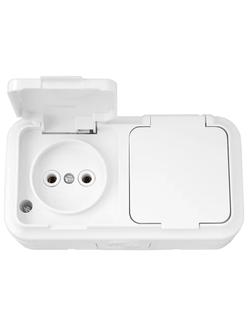 Розетка 2P двойная IP54 белая ПРАЛЕСКА СВПР PA16-302
