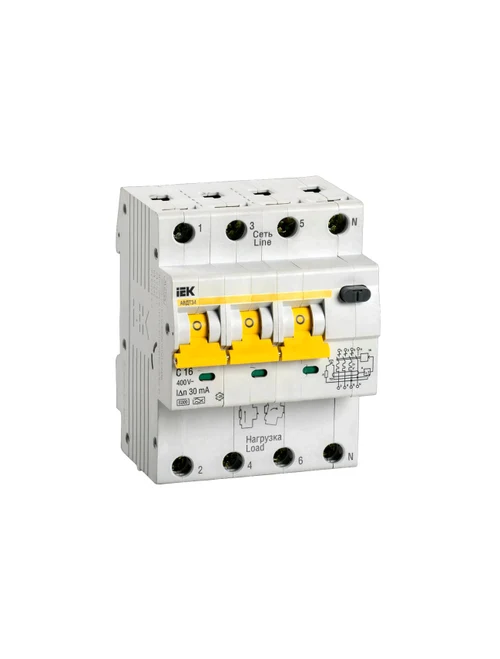 Întrerupător automat dif. AVDT 34 4P 16A 30mА curba C IEK