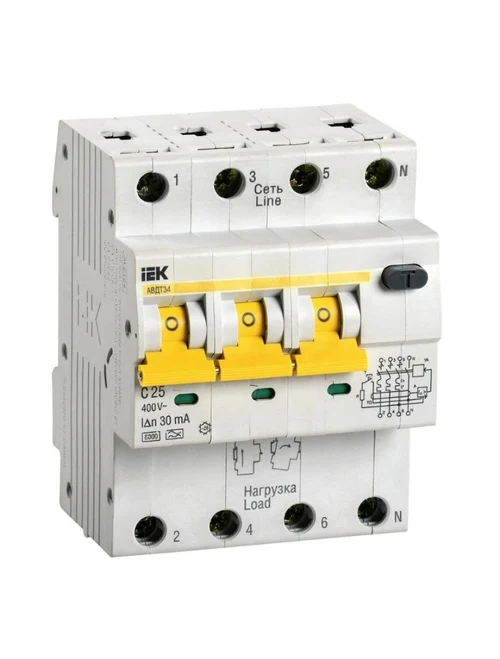 Întrerupător automat dif. AVDT 34 4P 25A 30mА curba C IEK