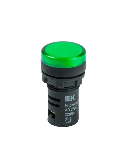 Buton cu LED AD22DS d22mm  240V verde IEK