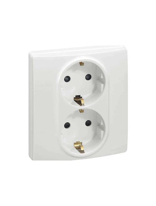 Розетка двойная с заземлением 2x2P+E, белая Niloe Step