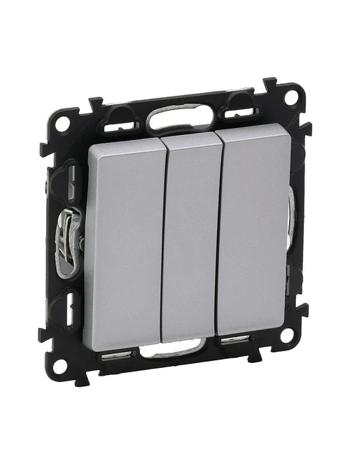 Întrerupător triplu con/șurub 10A 250V (Valena Life aluminiu)
