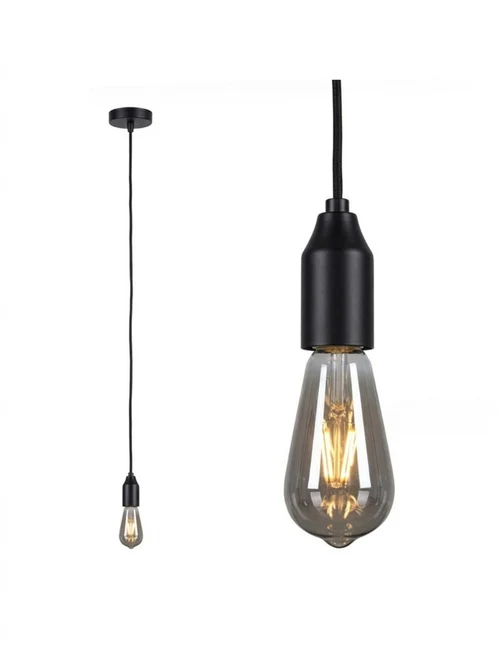 SuspensieJH-141 D4.5xH8.5cm, E27/1, Metal+ PVC Wire, Black Luminaled
